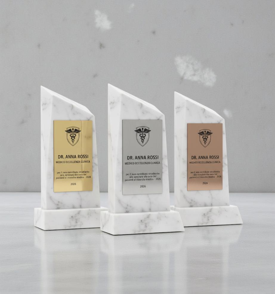 Premio personalizzato in stampa 3d effetto marmo bronzo , trofeo di riconoscimento in legno personalizzato, targa in plastica incisa