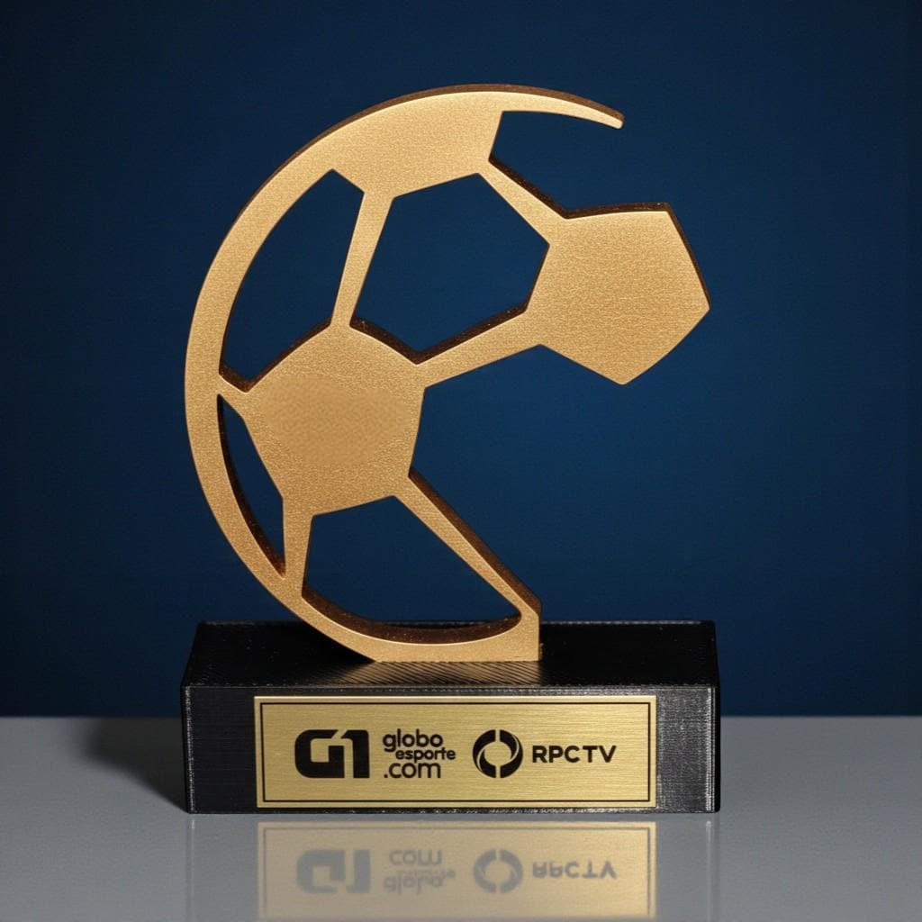 Premio calcio personalizzato in stampa 3d e mdf verniciato oro trofeo di riconoscimento miglior calciatore. effetto luxury