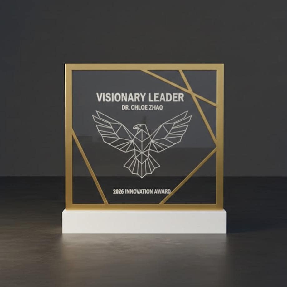 quadro in plastica con base bianca bianco oro , premio quadrato personalizzato abbinato a cornice flessibile in ottone, targa moderna