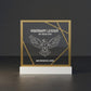 quadro in plastica con base bianca bianco bronzo , premio quadrato personalizzato abbinato a cornice flessibile in ottone, targa moderna