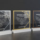 quadro in plastica con base bianca bianco oro , premio quadrato personalizzato abbinato a cornice flessibile in ottone, targa moderna