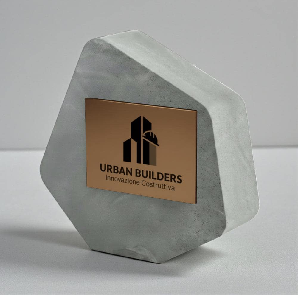 Premio personalizzato in stampa 3d effetto pietra e abs effetto bronzo: trofeo di riconoscimento aziendale inciso. effetto luxury