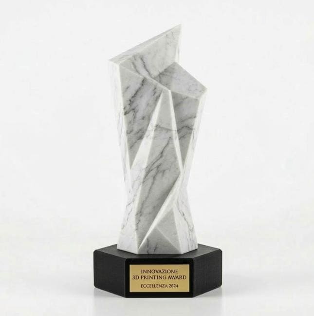 Trofeo Stampa 3D Effetto Marmo Bianco - Premio Eccellenza