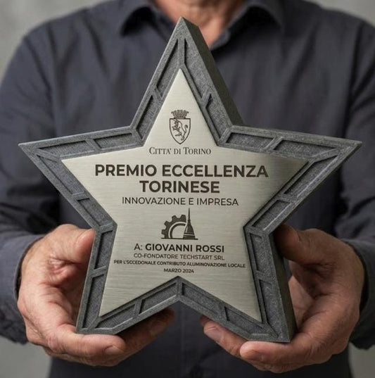 trofeo in stampa 3d a forma di stella con abs acciaio Personalizzato - Design Unico, Regalo Aziendale Moderno Trofeo "Stella dell'Eccellenza