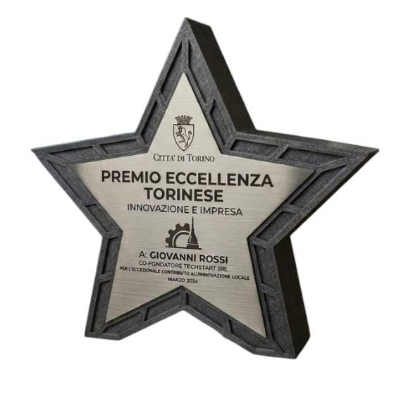 trofeo in stampa 3d a forma di stella con abs acciaio Personalizzato - Design Unico, Regalo Aziendale Moderno Trofeo "Stella dell'Eccellenza