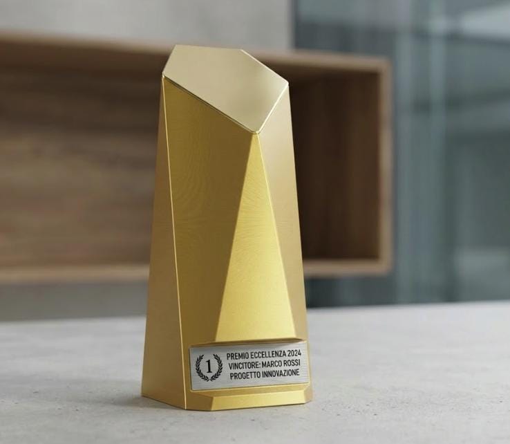trofeo in stampa prisma geometrico con abs acciaio Personalizzato - Design Unico, Regalo Aziendale Moderno Trofeo