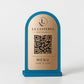 QR Code Menu azzurro Personalizzato in Plexiglass Oro e Nero | Segnaposto Ristorante Elegante | Menu Digitale per Tavolo Menu Moderno