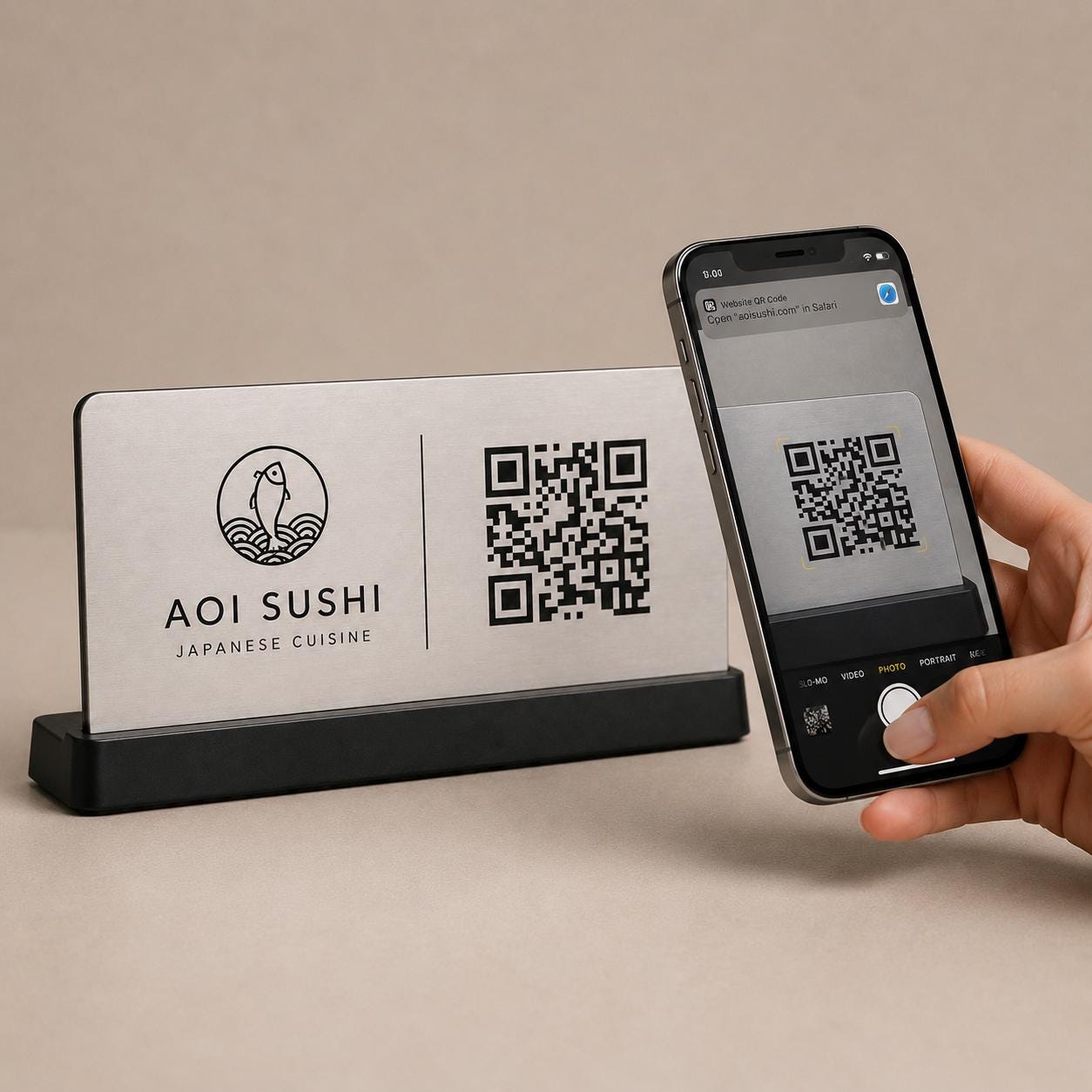 QR Code da tavolo ottone oro abs Personalizzato in Plexiglass Oro e Nero | Segnaposto Ristorante Elegante | Menu Digitale per Tavolo Menu