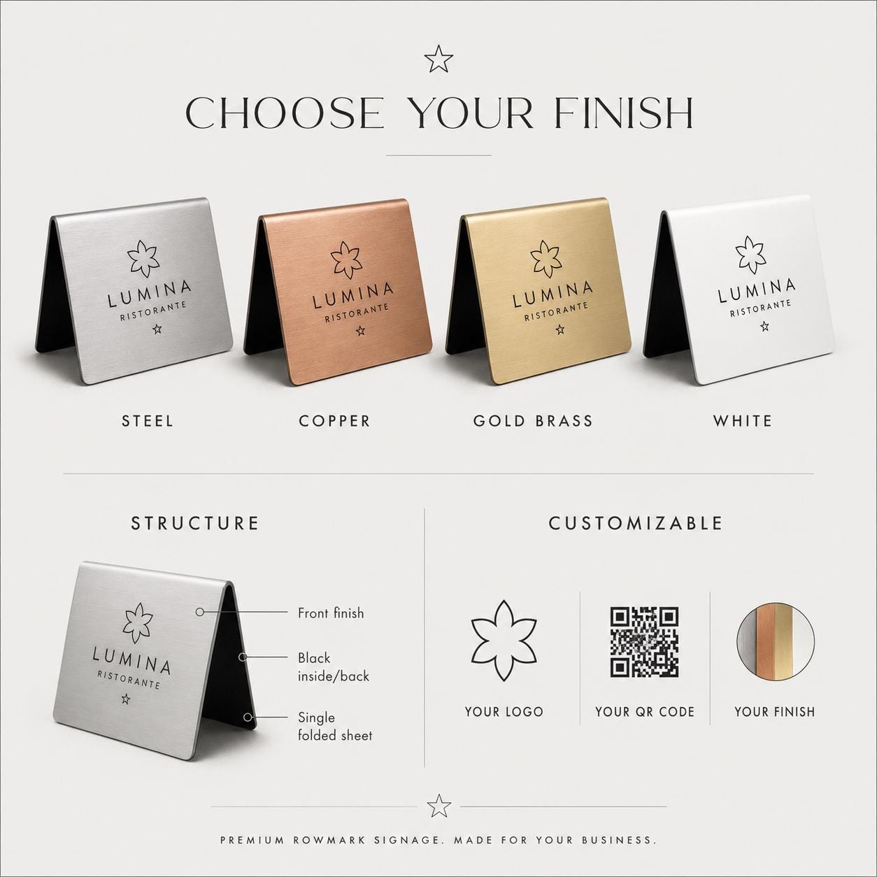 QR Code cavalierino in abs effetto ottone Personalizzato | Segnaposto Ristorante Elegante | Menu Digitale Menu Cavaliere qr