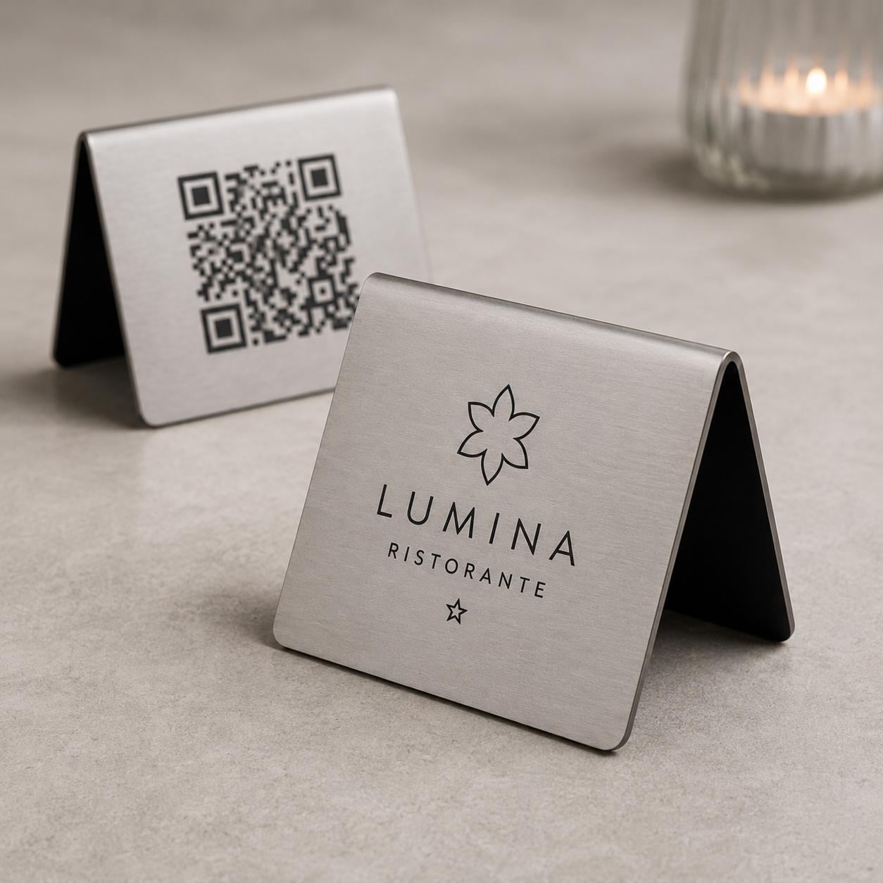QR Code cavalierino in abs effetto ottone Personalizzato | Segnaposto Ristorante Elegante | Menu Digitale Menu Cavaliere qr