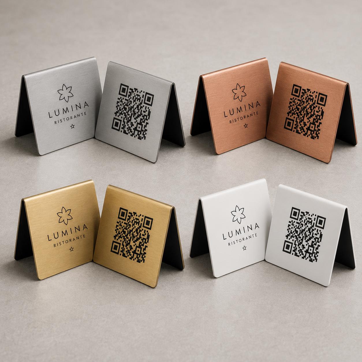 QR Code cavalierino in abs effetto bianco Personalizzato | Segnaposto Ristorante Elegante | Menu Digitale Menu Cavaliere qr