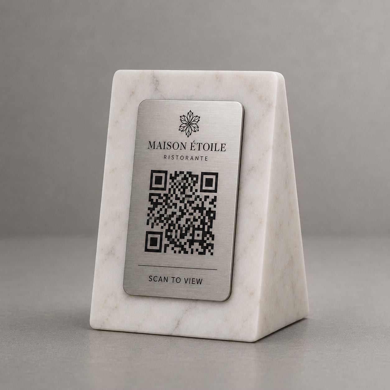 QR Code in pla effetto marmo e bianco Personalizzato | Segnaposto Ristorante Elegante | Menu Digitale Menu Cavaliere qr