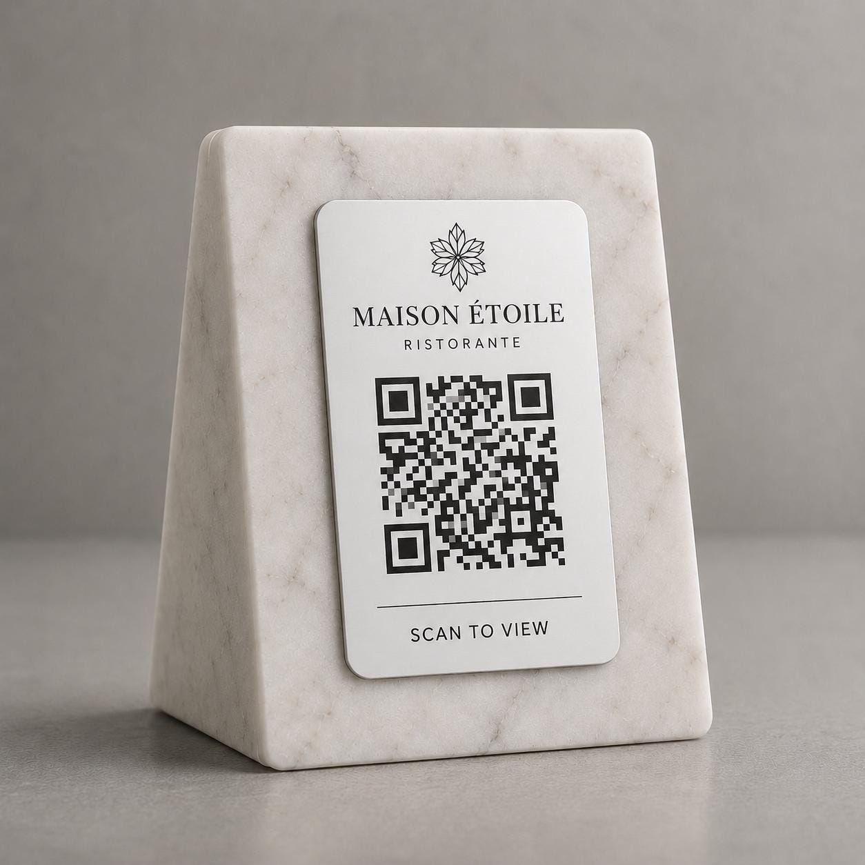 QR Code in pla effetto marmo Personalizzato | Segnaposto Ristorante Elegante | Menu Digitale Menu Cavaliere qr