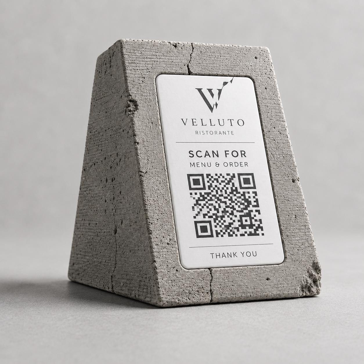 QR Code in pla effetto cemento e bianco Personalizzato | Segnaposto Ristorante Elegante | Menu Digitale Menu Cavaliere qr