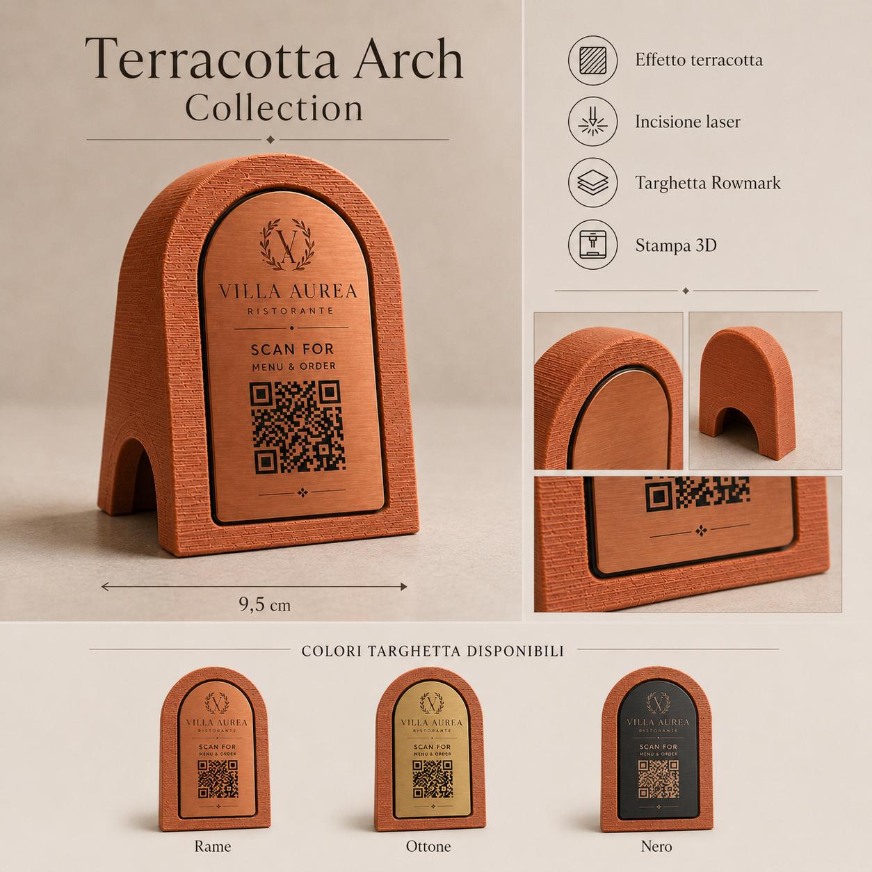 QR Code in pla effetto terracotta rame Personalizzato | Segnaposto Ristorante Elegante | Menu Digitale Menu Cavaliere