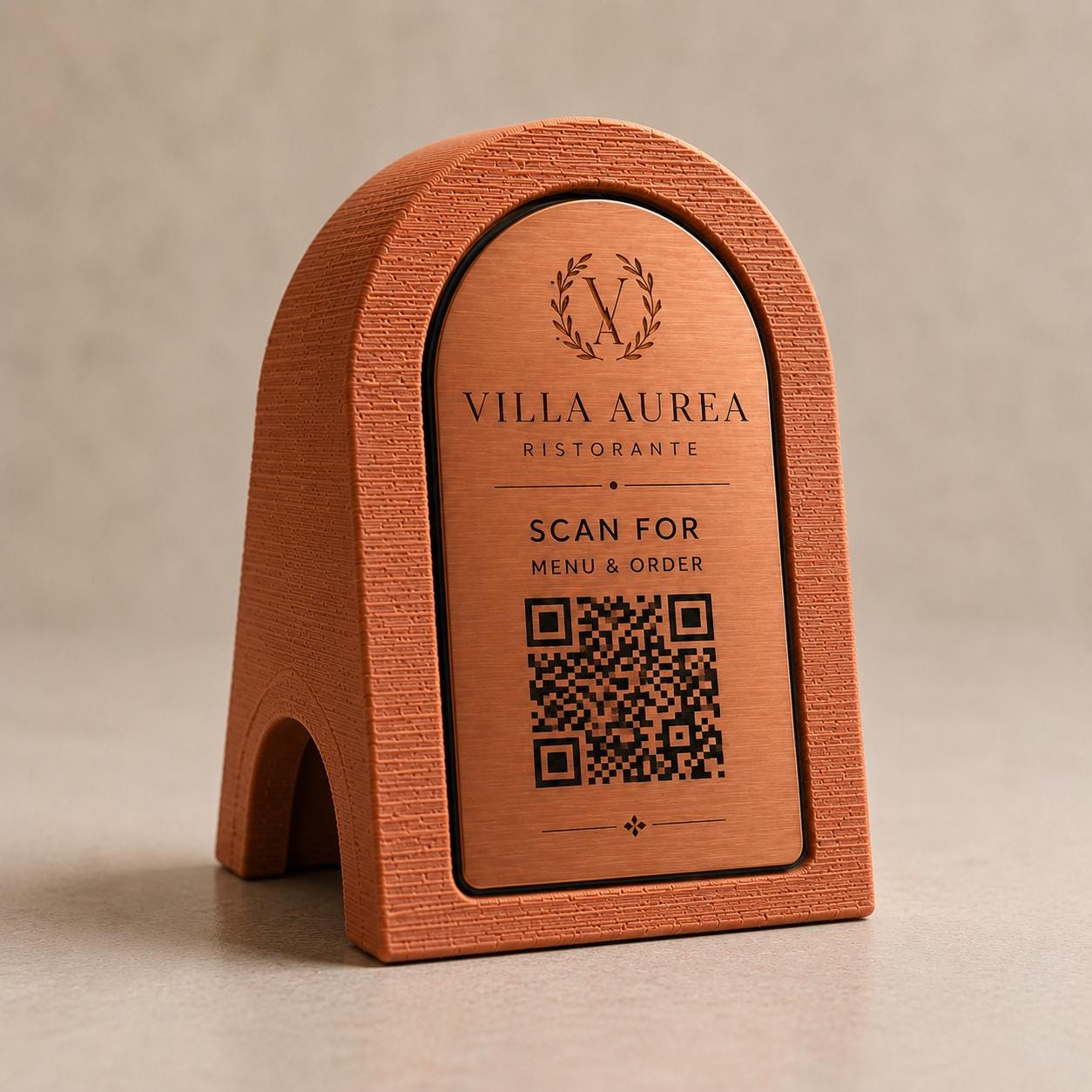 QR Code in pla effetto terracotta bianco Personalizzato | Segnaposto Ristorante Elegante | Menu Digitale Menu Cavaliere