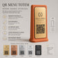 Supporto QR Code Menu Ristorante in PLA Terracotta | Totem da Tavolo Personalizzato con Logo e Targhetta Incisa Laser | WiFi, Menu, Review