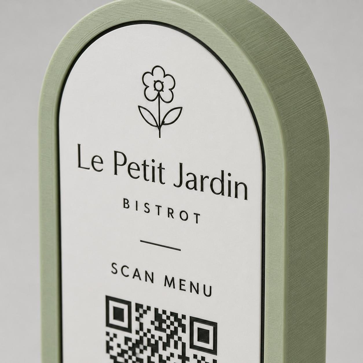 Porta Menu QR Code linea POP Bistrò Arancio Pesca Personalizzato per Ristorante e Bar Segnatavolo Menu Digitale Display QR 3d