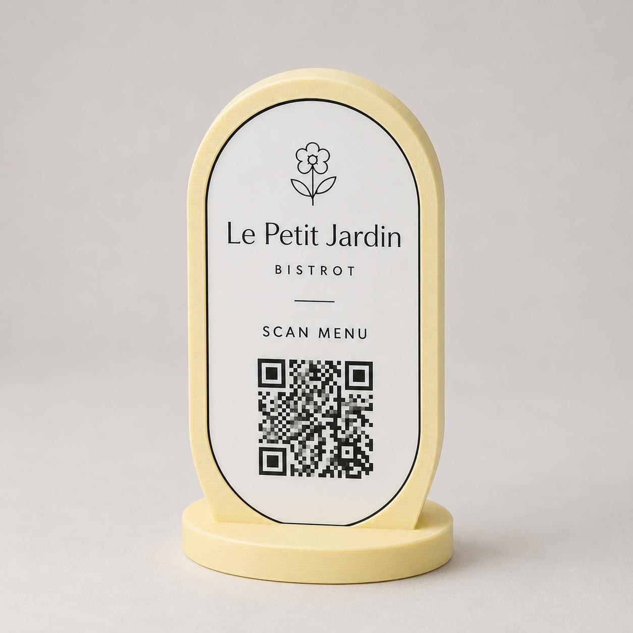 Porta Menu QR Code linea POP Bistrò Rosa confetto Personalizzato per Ristorante e Bar Segnatavolo Menu Digitale Display QR 3d