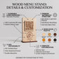 QR Code in legno color noce chiaro personalizzato, segnatavolo inciso laser per menu digitale ristorante bar hotel