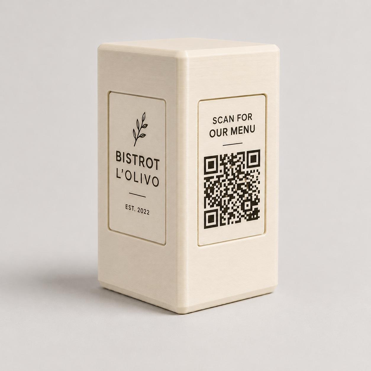 Totem QR Code linea POP azzurro pastello Personalizzato per Ristorante e Bar Segnatavolo Menu Digitale Display QR 3d