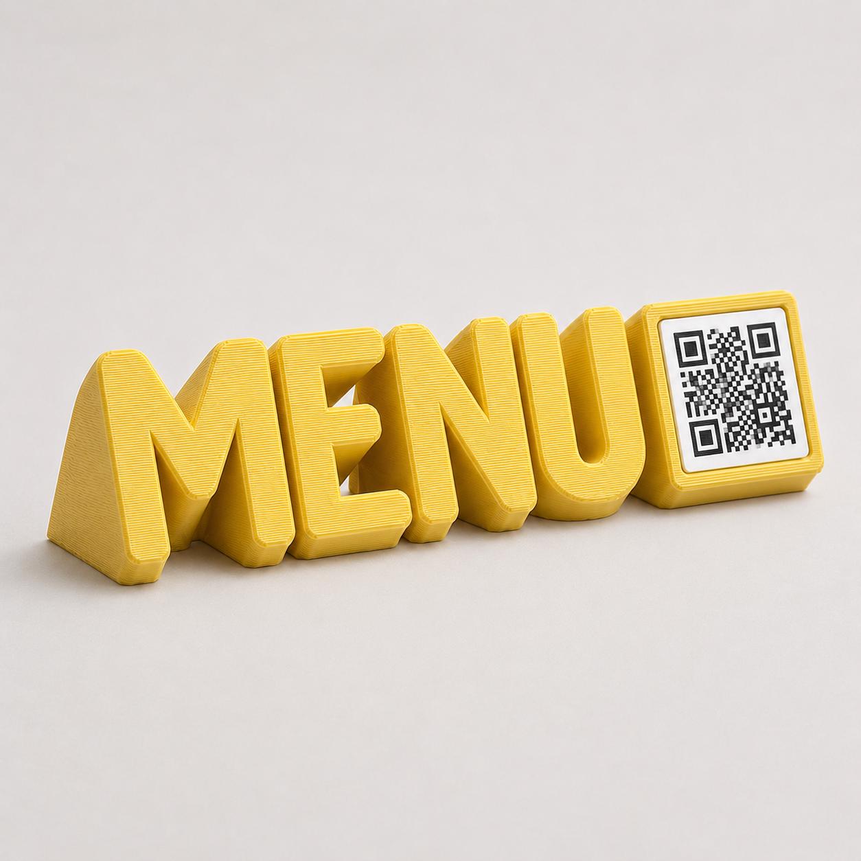 Scritta menu 3d qr code Linea TYPOGRAFY Personalizzato per Ristorante e Bar Segnatavolo Menu Digitale Display QR 3d