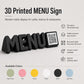 Scritta menu 3d qr code Linea TYPOGRAFY giallo Personalizzato per Ristorante e Bar Segnatavolo Menu Digitale Display QR 3d