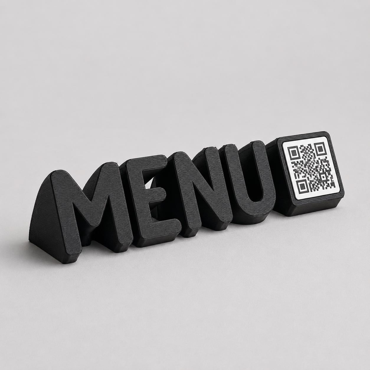 Scritta menu 3d qr code Linea TYPOGRAFY Personalizzato per Ristorante e Bar Segnatavolo Menu Digitale Display QR 3d