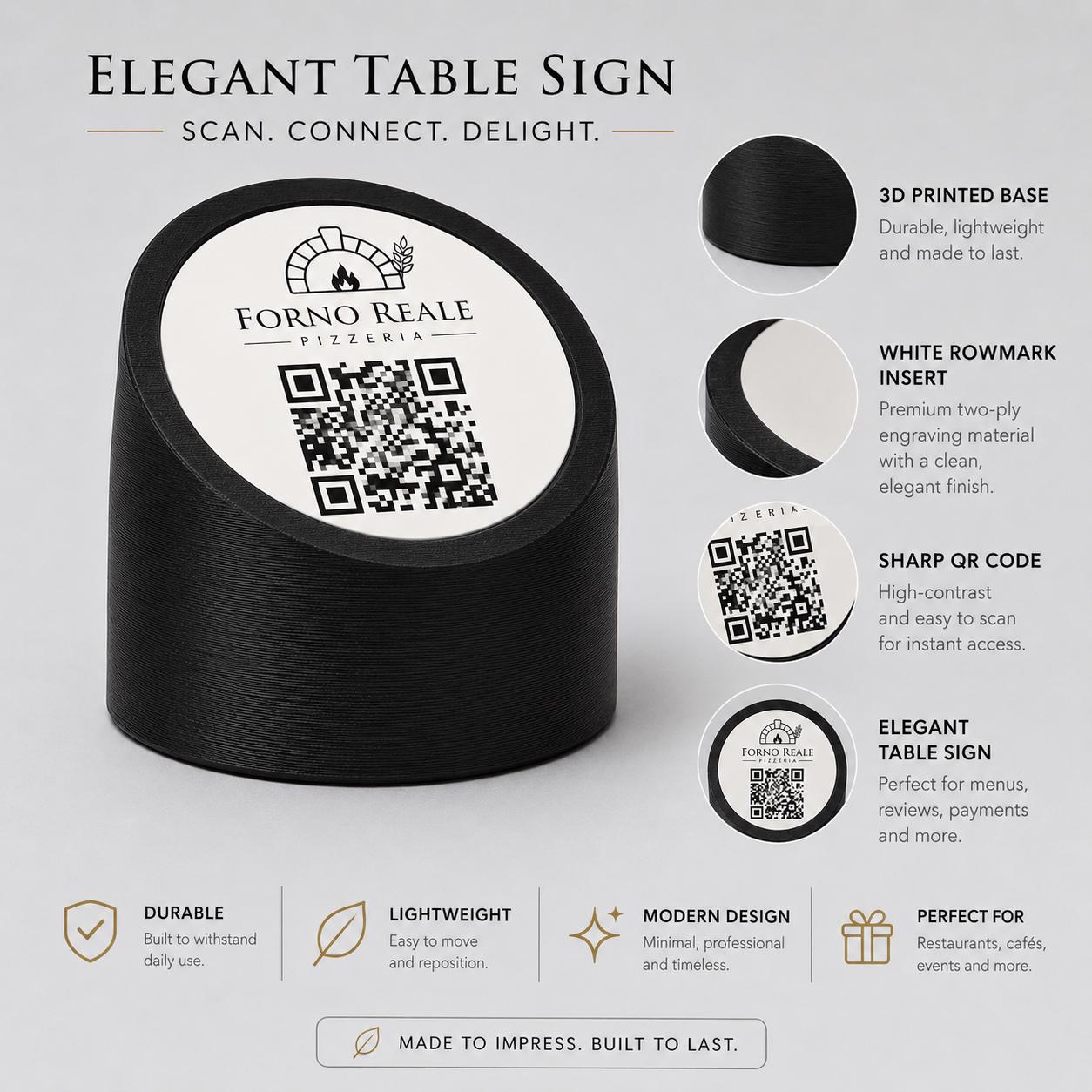 menu 3d qr code Linea MONO Personalizzato per Ristorante e Bar Segnatavolo Menu Digitale Display QR 3d
