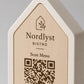 Qr code Linea stile NORDIC scandinavo minimal giallo Espositore Menu QR Code in Stampa 3D e Lastra in legno di pioppo Incisa al Laser