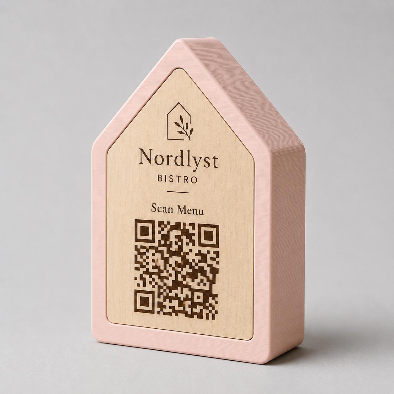 Qr code Linea stile NORDIC scandinavo minimal Espositore Menu QR Code in Stampa 3D e Lastra in legno di pioppo Incisa al Laser
