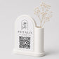 Centrotavola vasetto portafiori con QR Code rosa per caffetterie bar per bar pasticceria bakery floreale qr code boho design