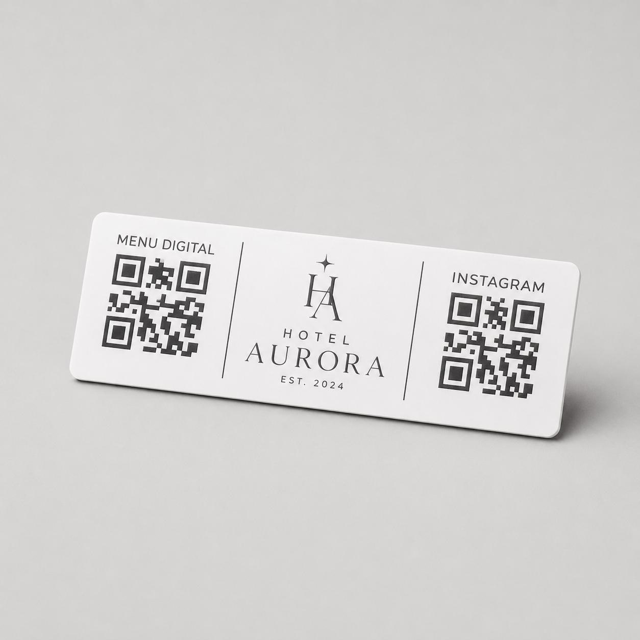QR Code rettangolare in abs effetto bianco Personalizzato | Segnaposto Ristorante Elegante | Menu Digitale Menu qr