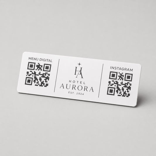 QR Code rettangolare in abs effetto bianco Personalizzato | Segnaposto Ristorante Elegante | Menu Digitale Menu qr