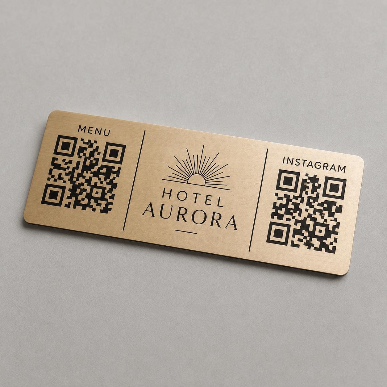 QR Code rettangolare in abs effetto ottone Personalizzato | Segnaposto Ristorante Elegante | Menu Digitale Menu qr