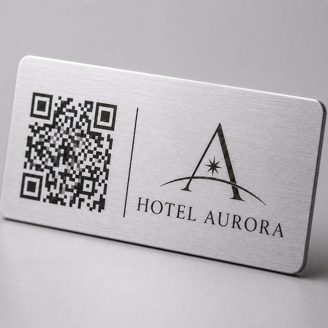 QR Code etichetta con logo in abs effetto oro Personalizzato | Segnaposto Ristorante Elegante | Menu Digitale Menu qr