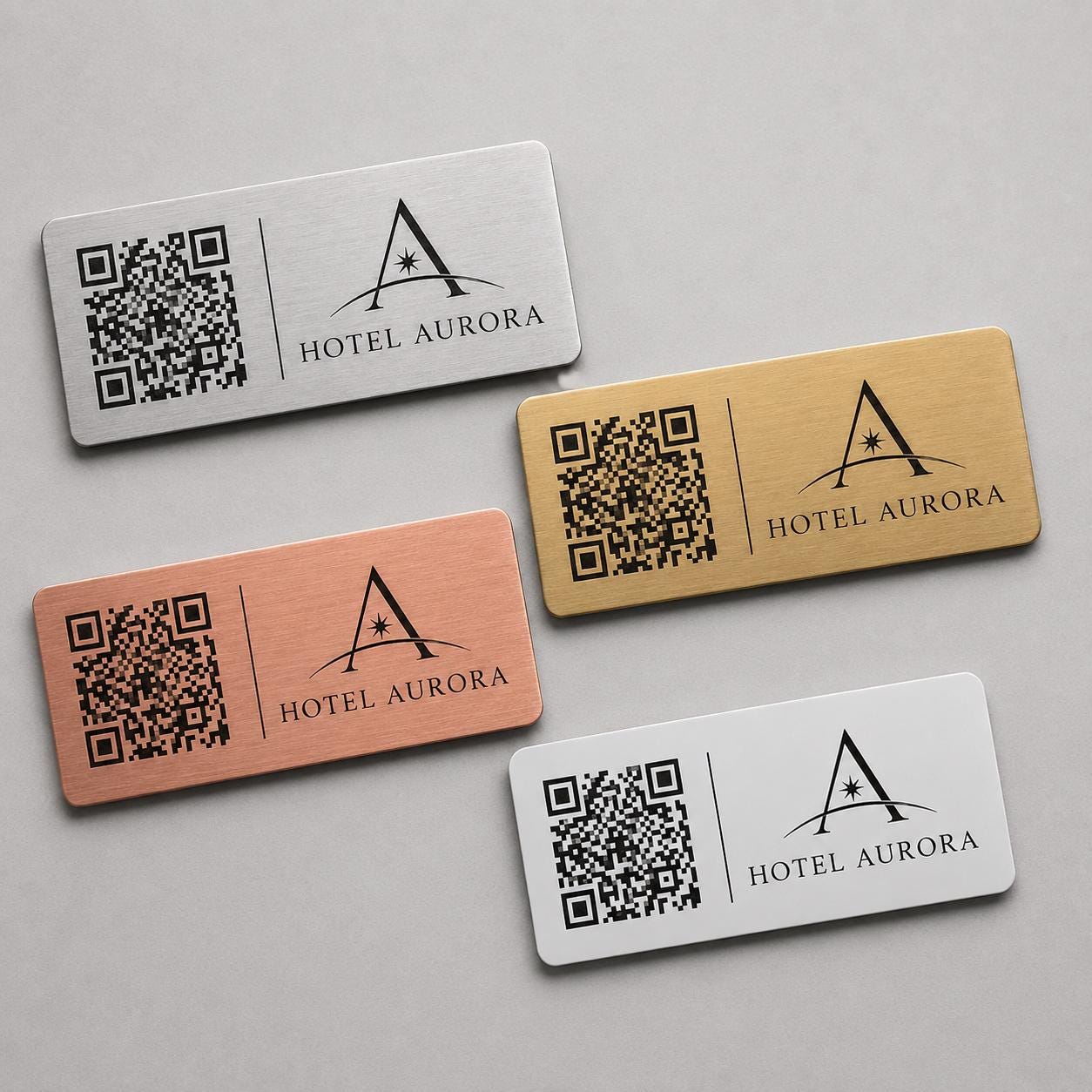 QR Code etichetta con logo in abs effetto acciaio Personalizzato | Segnaposto Ristorante Elegante | Menu Digitale Menu qr