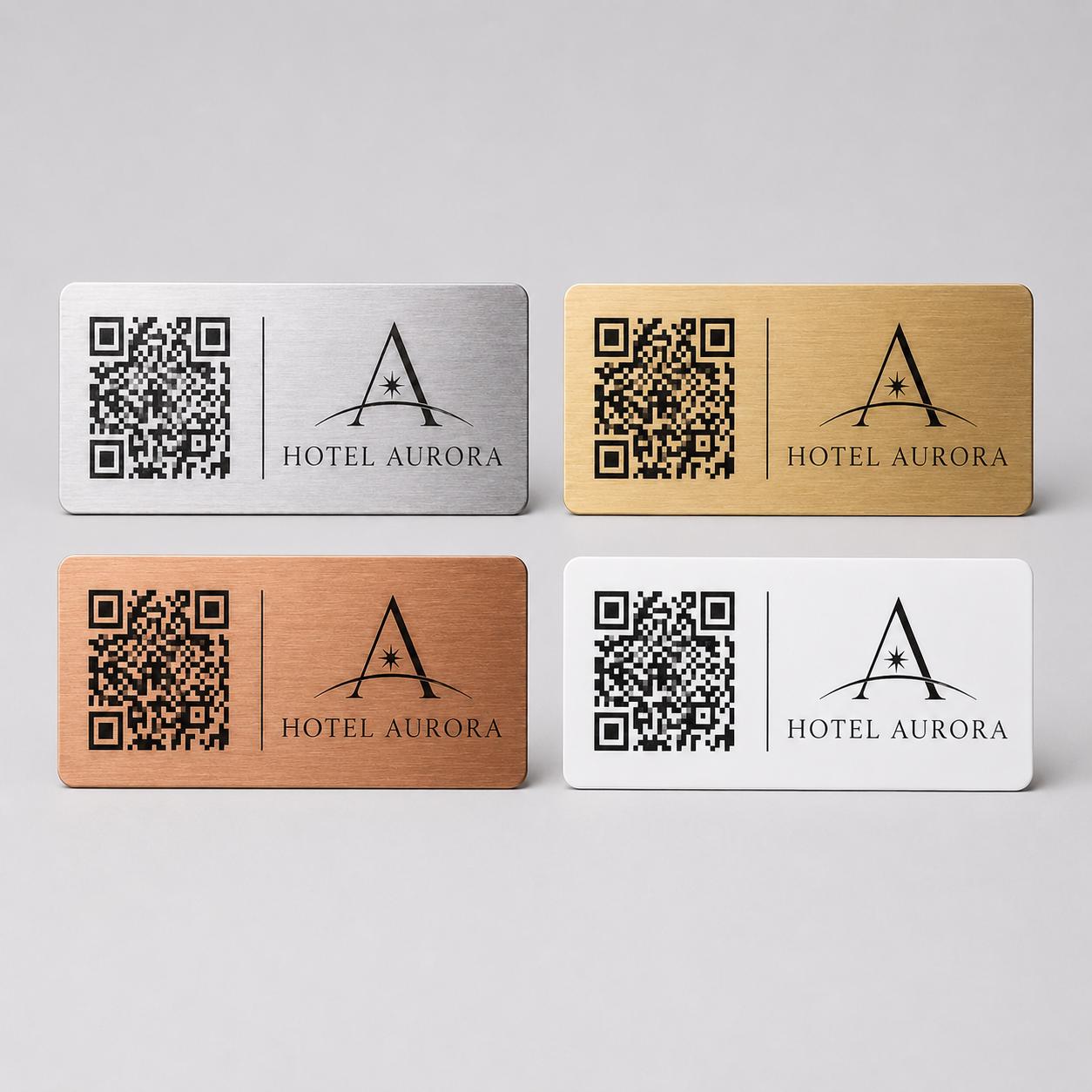 QR Code etichetta con logo in abs effetto oro Personalizzato | Segnaposto Ristorante Elegante | Menu Digitale Menu qr
