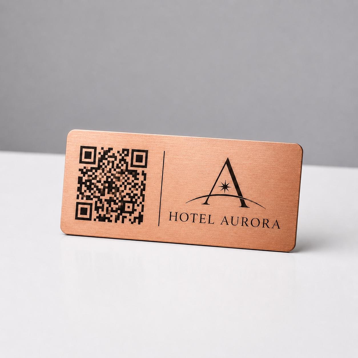 QR Code etichetta con logo in abs effetto oro Personalizzato | Segnaposto Ristorante Elegante | Menu Digitale Menu qr