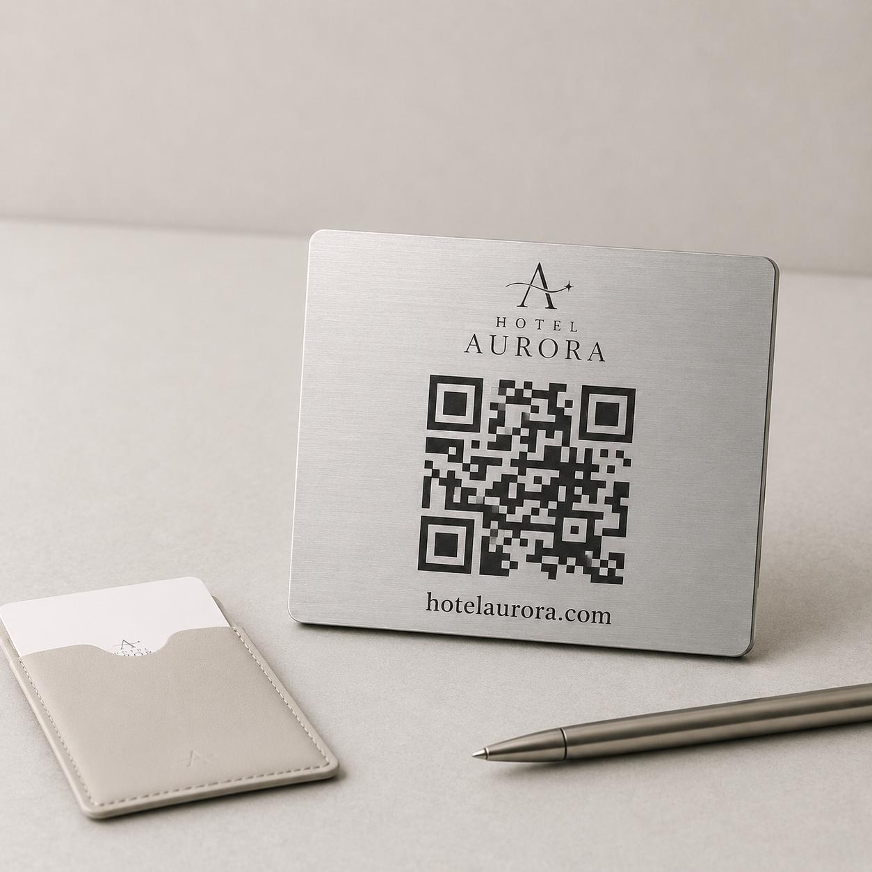 QR Code etichetta con logo in abs colore rame Personalizzato | Segnaposto Ristorante Elegante | Menu Digitale Menu qr