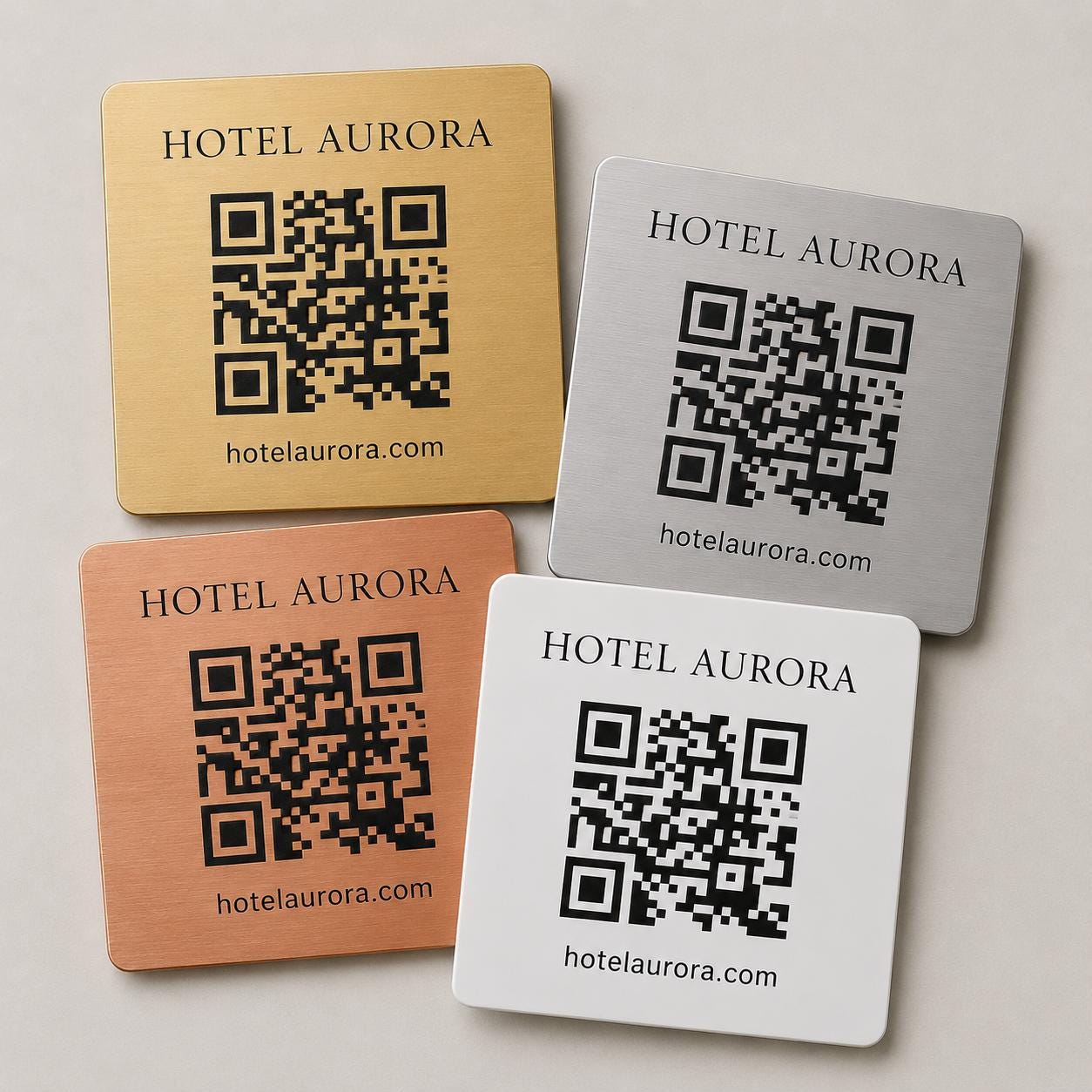 QR Code etichetta con logo in abs colore rame Personalizzato | Segnaposto Ristorante Elegante | Menu Digitale Menu qr