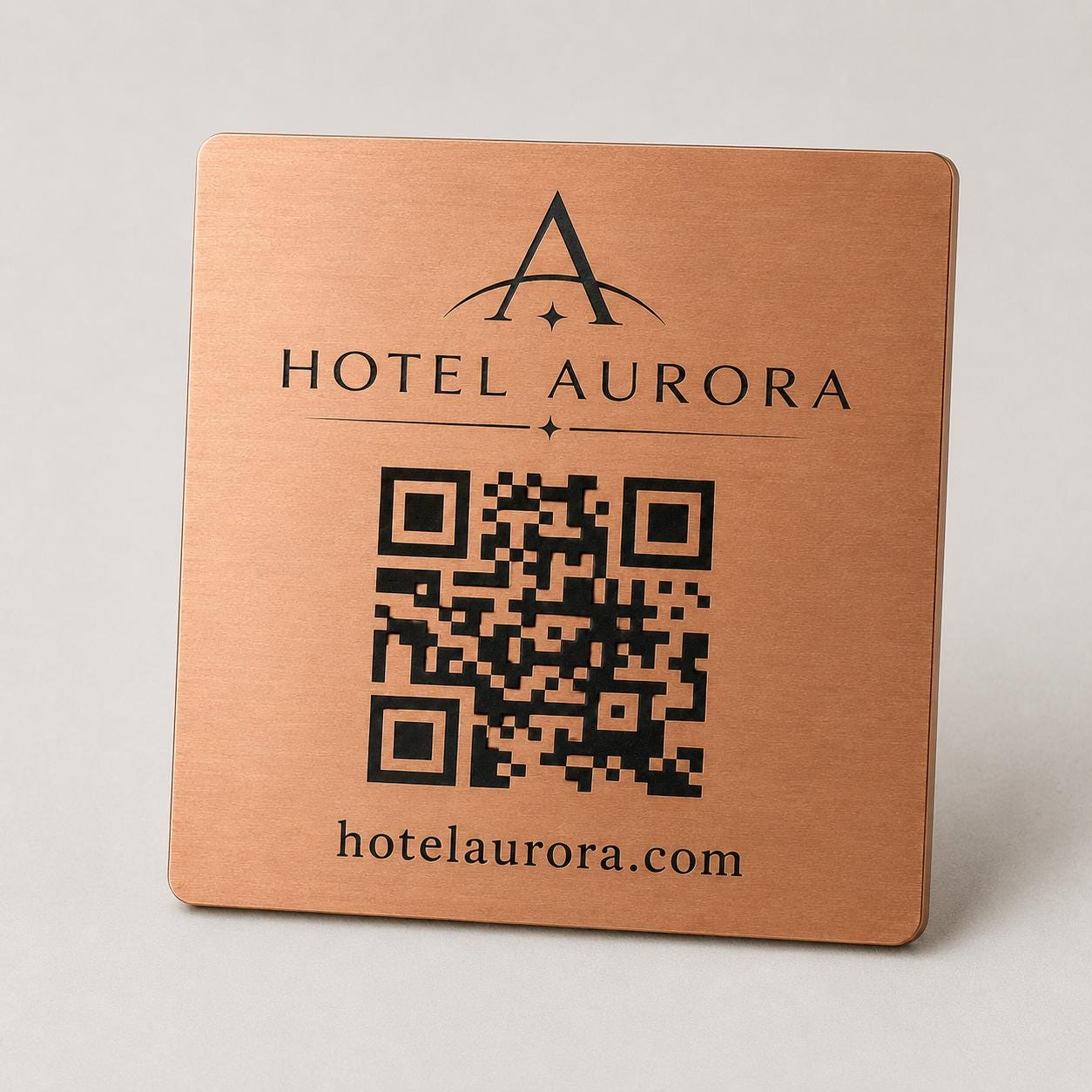 QR Code etichetta con logo in abs colore rame Personalizzato | Segnaposto Ristorante Elegante | Menu Digitale Menu qr