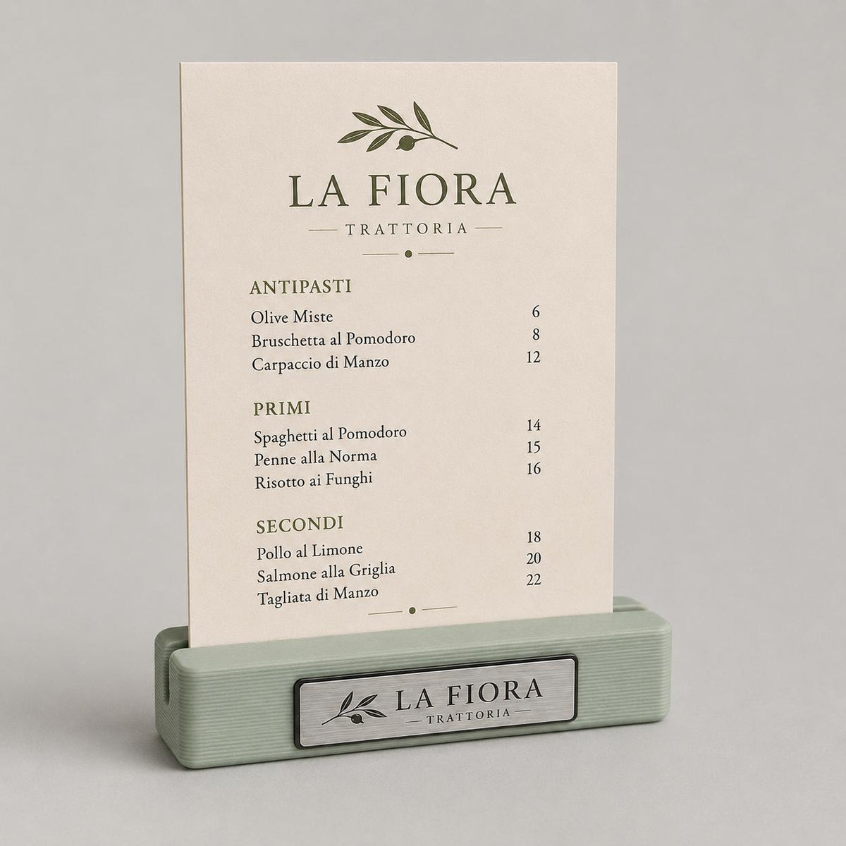 Base in plastica menu rosa fai da te Porta Menu e Segnatavolo Personalizzato in Stampa 3D per menu in cartoncino formato A5