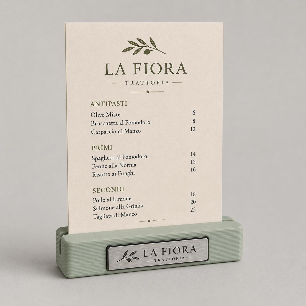 Base in plastica menu fai da te Porta Menu e Segnatavolo Personalizzato in Stampa 3D per menu in cartoncino formato A5