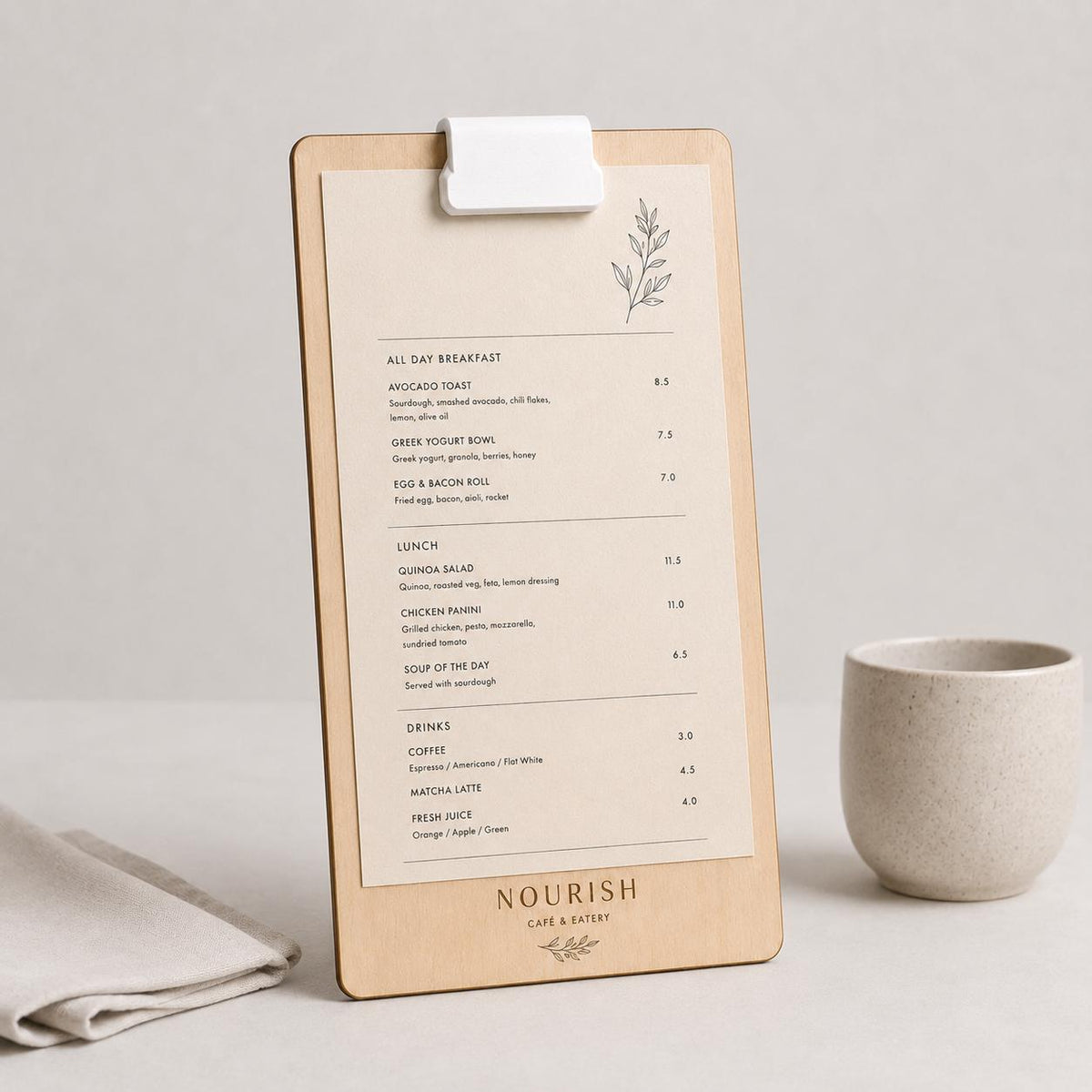 Portamenu tavoletta in legno con clip pop A4 Personalizzato | Menu Ristorante con Anelli | Copertina Menu in Pioppo Incisa Laser Ristoranti