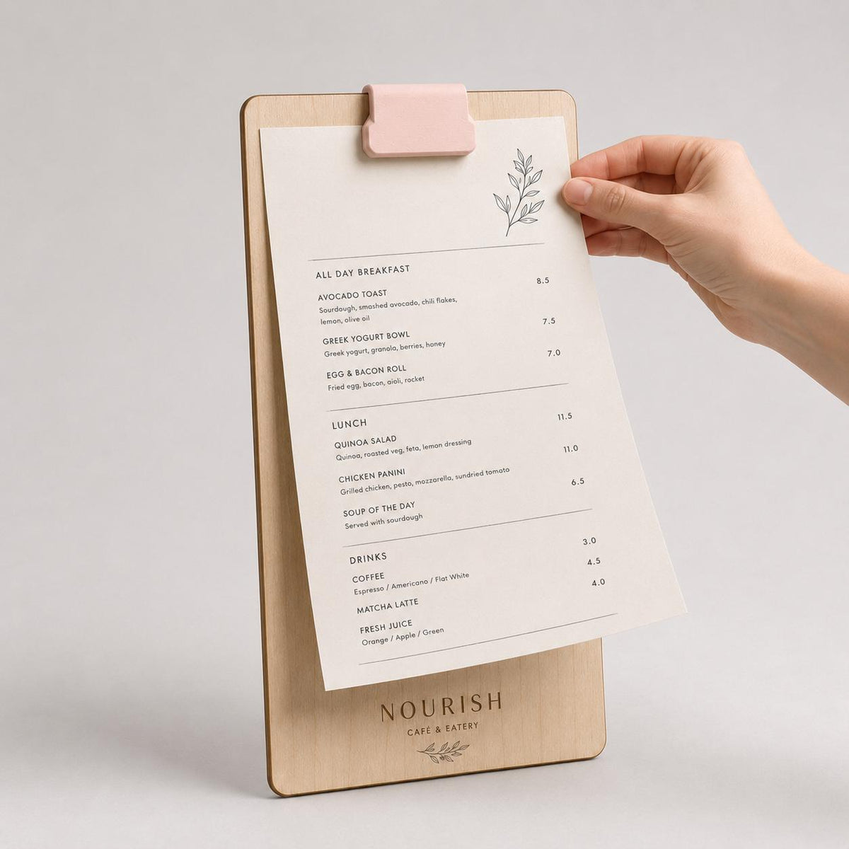 Portamenu tavoletta in legno con clip pop A4 Personalizzato | Menu Ristorante con Anelli | Copertina Menu in Pioppo Incisa Laser Ristoranti