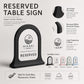 Reserved sign pop nero Personalizzato | Cartello Tavolo Riservato in Stampa 3D con Targhetta Rowmark Incisa | Table Sign per Ristoranti
