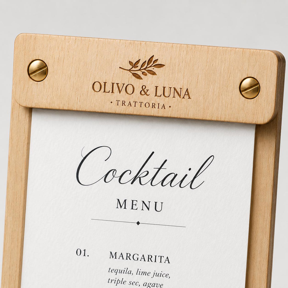 Portamenu tavoletta stretta in legno pioppo bacchetta stretta formato A4 Personalizzato | Menu Ristorante personalizzato| Copertina
