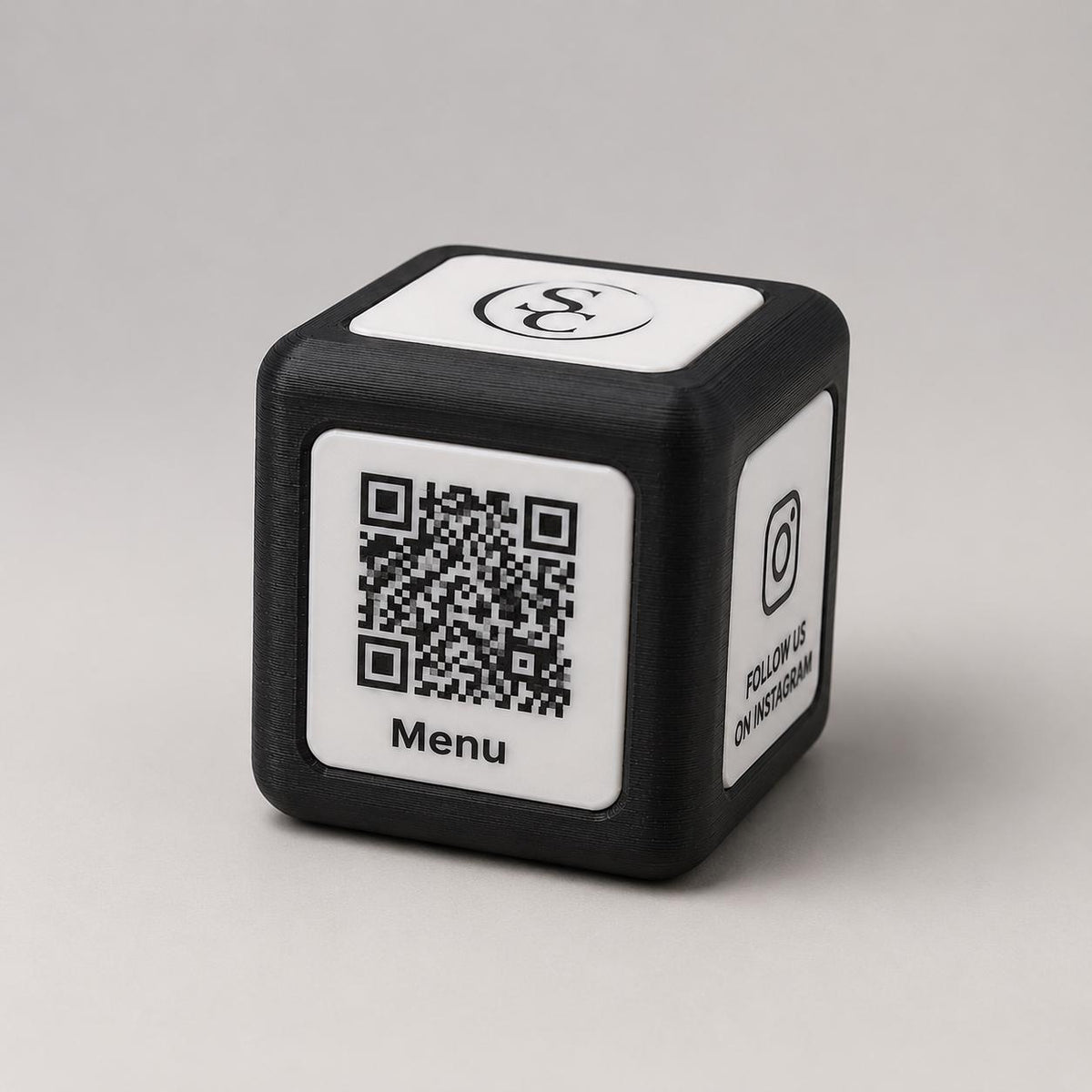 Cubetto nero Espositore QR Code Personalizzato | Menu Digitale, Social Media, Wi-Fi | Stampa 3D e Incisione Laser | Per Ristoranti, Bar