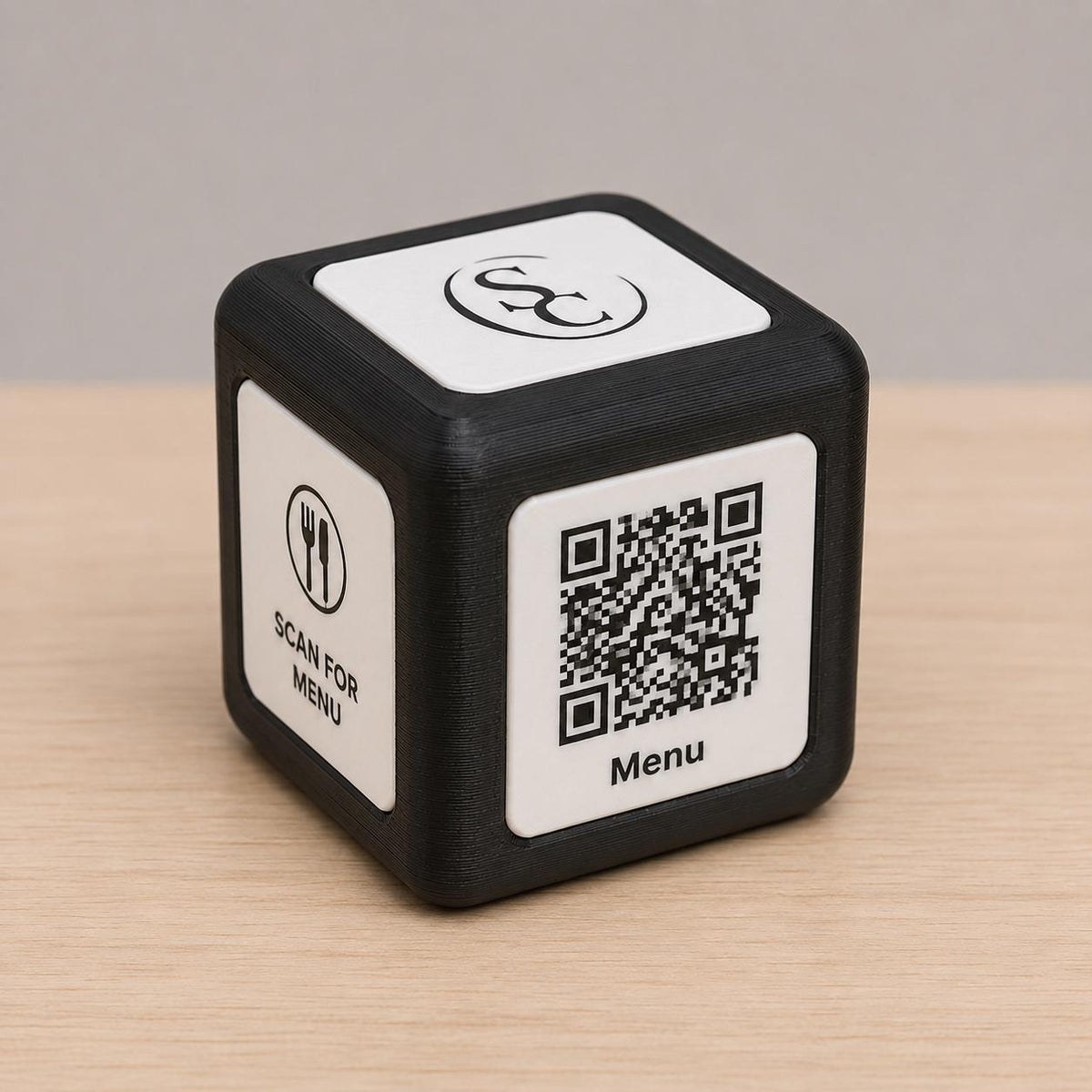 Cubetto nero Espositore QR Code Personalizzato | Menu Digitale, Social Media, Wi-Fi | Stampa 3D e Incisione Laser | Per Ristoranti, Bar